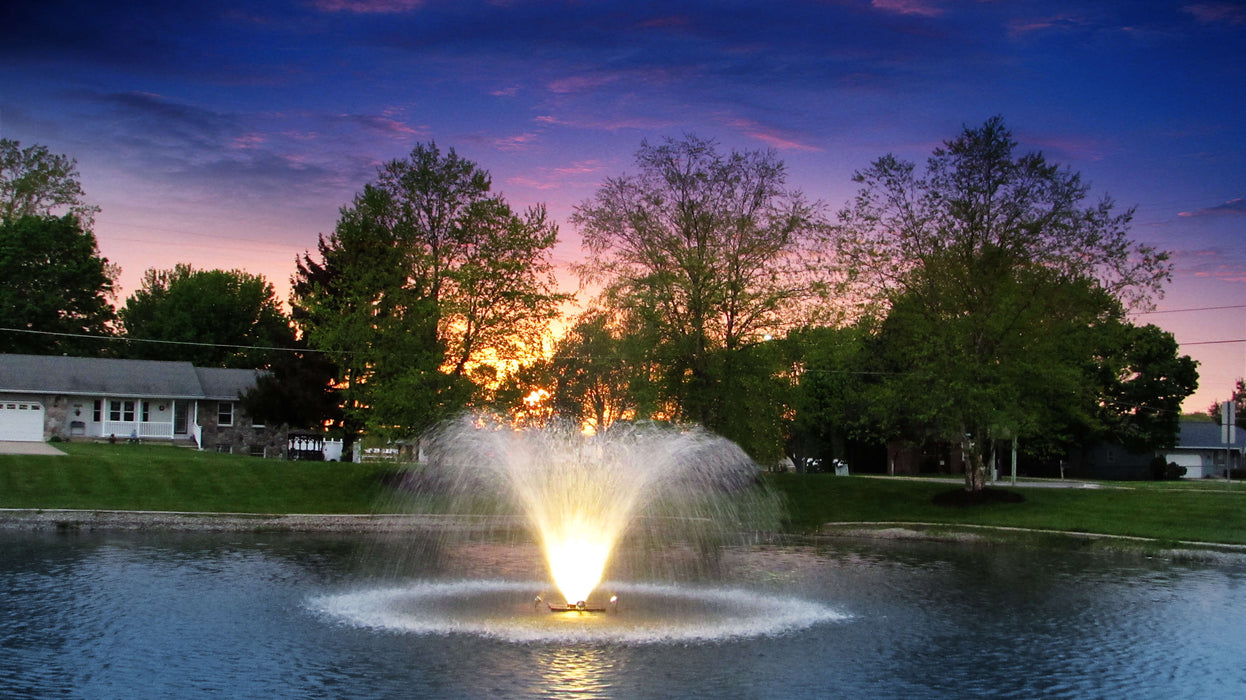 Scott Aerator Night Glo LED Residential Fountain Lights at sunset