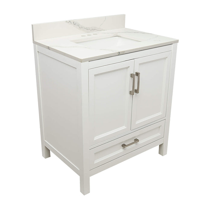Ella Nevado White Bathroom Vanity Quartz Top (31 inch)