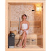 Sunray 2 Person Rockledge 200LX Indoor Traditional Sauna with a woman sitting inside