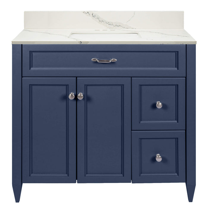 Ella Vail Navy Blue Bathroom Vanity Quartz Top (37 inch)